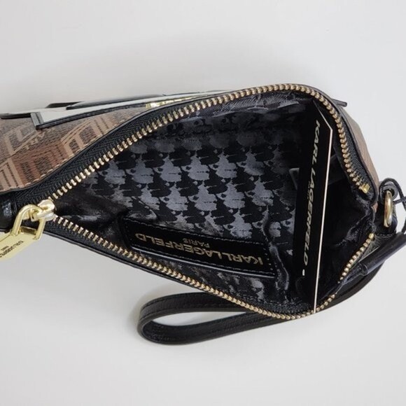 NEW! KARL LAGERFELD PARIS Logo Monogram Wristlet Clutch - Picture 14 of 15